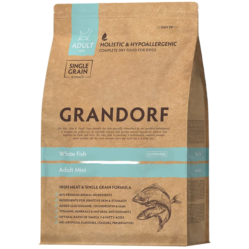 Grandorf - Dog - White Fish - Adult Mini Breeds - 1 Kg - طعام الكلاب - Zue For Pet Supplies Co.