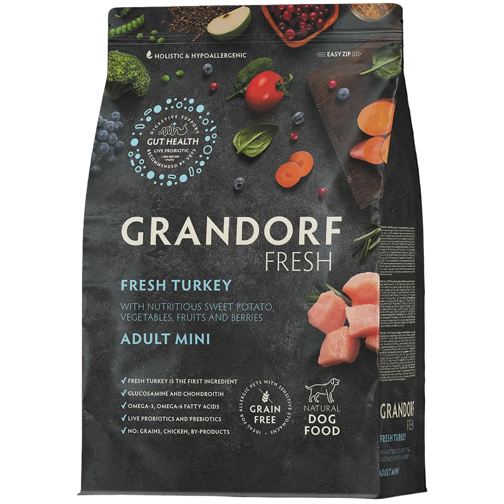 Grandorf Fresh - Dog - Fresh Turkey - Adult Mini Breeds - 3 Kg - طعام الكلاب - Zue For Pet Supplies Co.