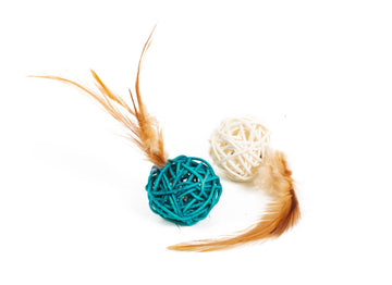 Farm Company assorted Nature cat balls w/feathers - 4cm 48 pcs - اكسسوارات الحيوانات الأليفة - Zue For Pet Supplies Co.
