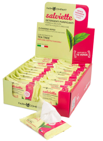 Farm Company display Tea Tree Cleansing Wipes for ears and eyes - (15 pcs pack) - اكسسوارات الحيوانات الأليفة - Zue For Pet Supplies Co.
