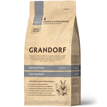Grandorf Rabbit & Turkey - Adult Sterilized Cat 2kg - طعام جاف للحيوانات الأليفة - Zue For Pet Supplies Co.