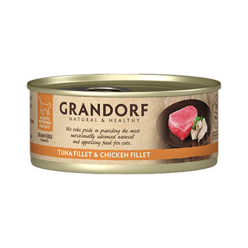 Grandorf Tuna Fillet & Chicken Breast - 70g Pack of 6 - طعام معلب للقطط - Zue For Pet Supplies Co.