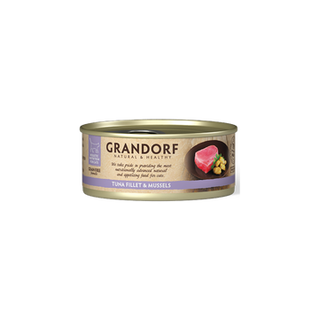 Grandorf Tuna Fillet & Mussels - 70g Pack of 6 - طعام معلب للقطط - Zue For Pet Supplies Co.