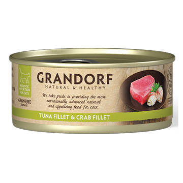 Grandorf Tuna Fillet & Crab Fillet - 70g Pack of 6 - طعام معلب للقطط - Zue For Pet Supplies Co.