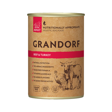 Grandorf Beef & Turkey - Adult Dog 400g - طعام معلب الكلاب - Zue For Pet Supplies Co.