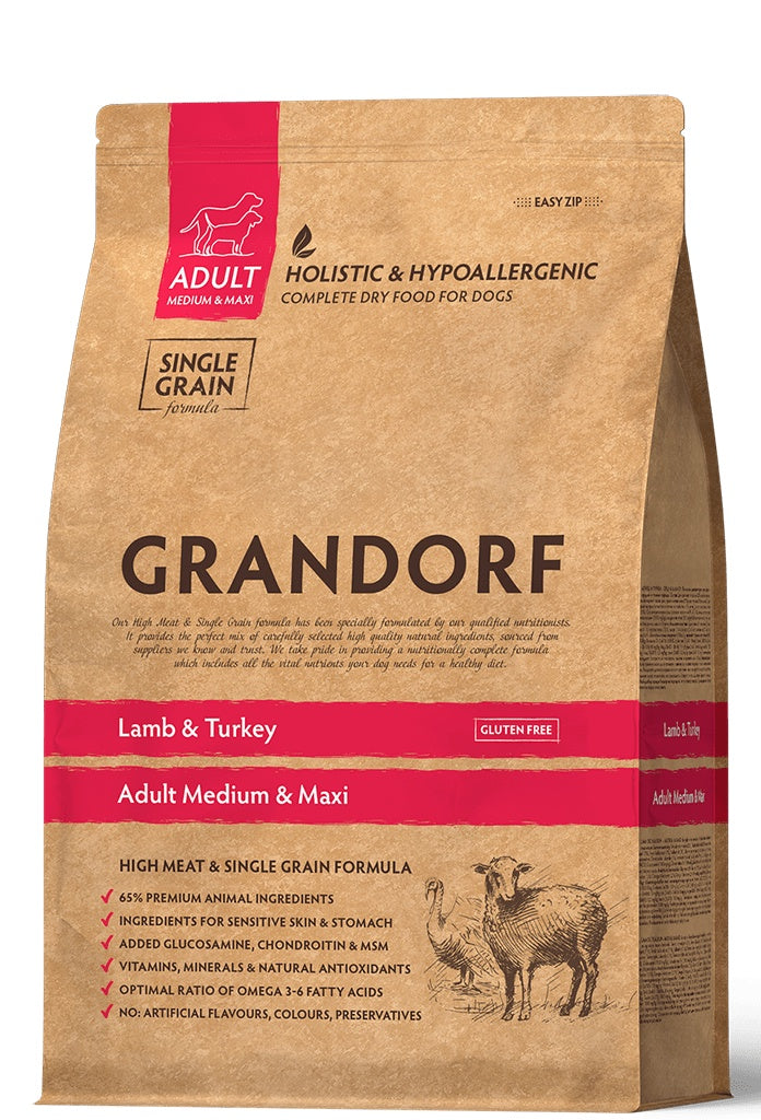 Grandorf Lamb & Turkey  -  Adult Medium & Maxi Breeds Dog 3kg - طعام الكلاب - Zue For Pet Supplies Co.