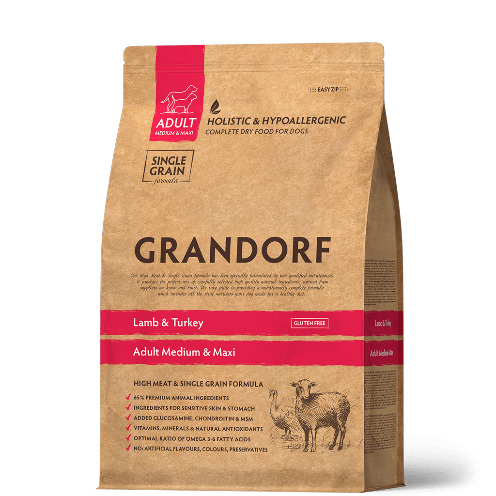 Grandorf Lamb & Turkey  -  Adult Medium & Maxi Dog 1kg - طعام الكلاب - Zue For Pet Supplies Co.