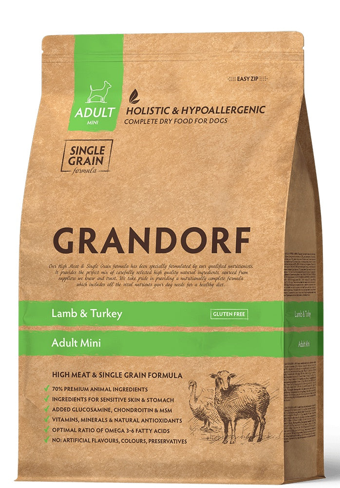 Grandorf Lamb & Turkey - Adult Mini Breeds Dog 1kg - طعام الكلاب - Zue For Pet Supplies Co.