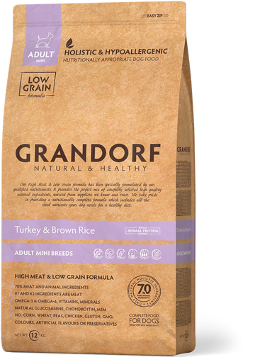 Grandorf Turkey & Brown Rice - Adult Mini Breed 3kg - طعام الكلاب - Zue For Pet Supplies Co.