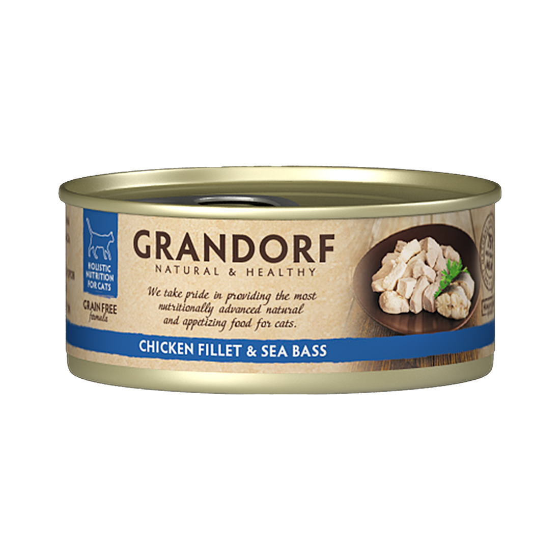 Grandorf Chicken Breast & Seabass - 70g Pack of 6 - طعام معلب للقطط - Zue For Pet Supplies Co.