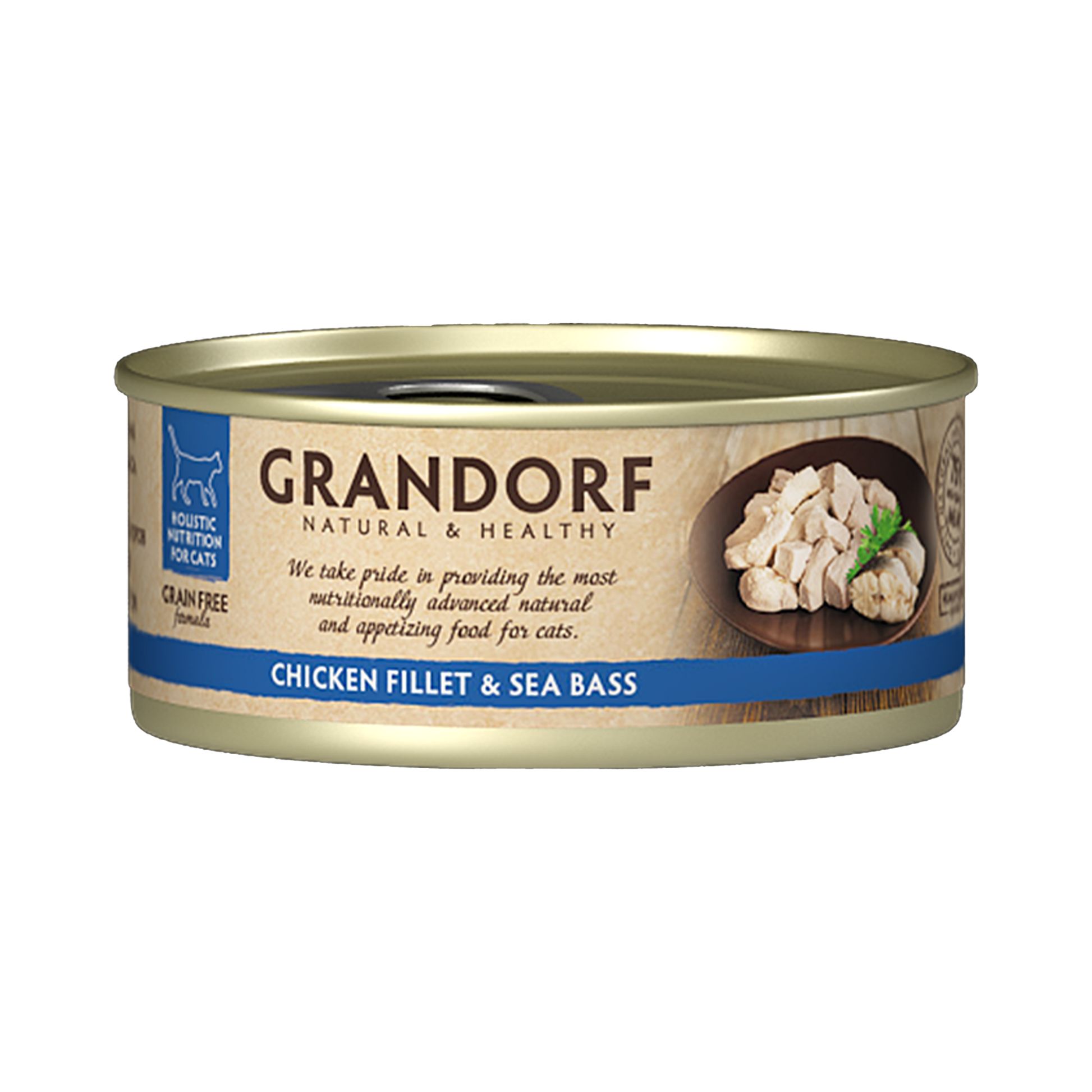 Grandorf Chicken Breast & Seabass - 70g Pack of 6 - طعام معلب للقطط - Zue For Pet Supplies Co.