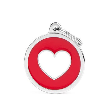 MyFamily Charms Red Big Circle White Heart ID Tag - ميدالية التعريف - Zue For Pet Supplies Co.