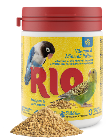 RIO Vitamin and mineral pellets for budgies and parakeets 120gm - طعام الطيور - Zue For Pet Supplies Co.