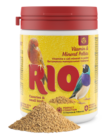 RIO Vitamin and mineral pellets for canaries, exotic birds and other small birds 120gm - طعام الطيور - Zue For Pet Supplies Co.