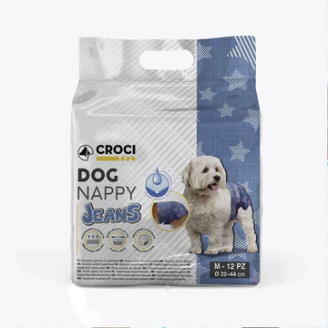 Croci Nappy Diaper Jeans Dog - Medium - حفاضات جينز للكلاب من كروسي - مقاس متوسط - مستلزمات النظافة والعناية والرعاية - Zue For Pet Supplies Co.