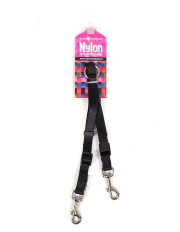 Farm Company Nylon Adjustable Double Leash Black - 15mm x 50/76cm - رباط تحكم للكلاب - Zue For Pet Supplies Co.