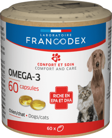 Francodex Omega 3 Capsules Dog/Cat 60Tab - فيتامينات للحيوانات الأليفة - Zue For Pet Supplies Co.