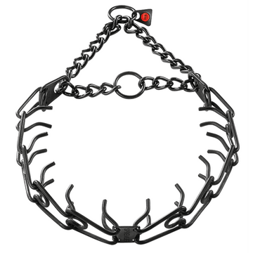 Herm Sprenger ULTRA-PLUS Training Collar with Center-Plate and Assembly Chain - Stainless Steel Black, 3.2mm 58cm / 23" - طوق للكلاب - Zue For Pet Supplies Co.