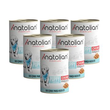 (6PCS) Anatolian Premium With Lamb Dog Food For Puppies chunk 400grm- طعام الكلاب - Zue For Pet Supplies Co.