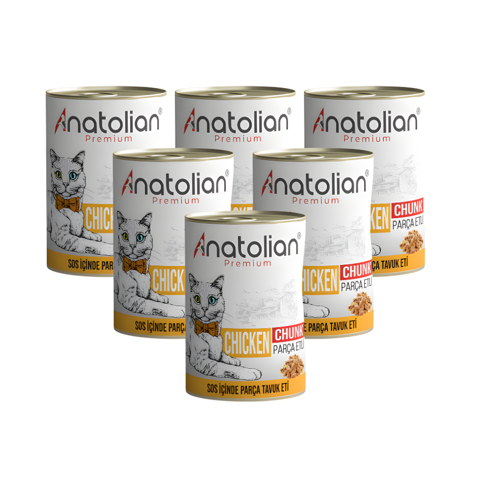 (6PCS) Anatolian Premium With Chicken Cat Wet Food For Adult Cats chunk 400 grm-طعام القطط - Zue For Pet Supplies Co.