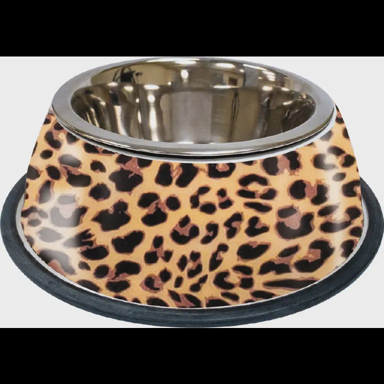 Croci Steel Bowl Animalier Leopard - 200ml - وعاء فولاذي من كروسي أنيمالير ليوبارد - 200 مل - اكسسوارات الحيوانات الأليفة - Zue For Pet Supplies Co.