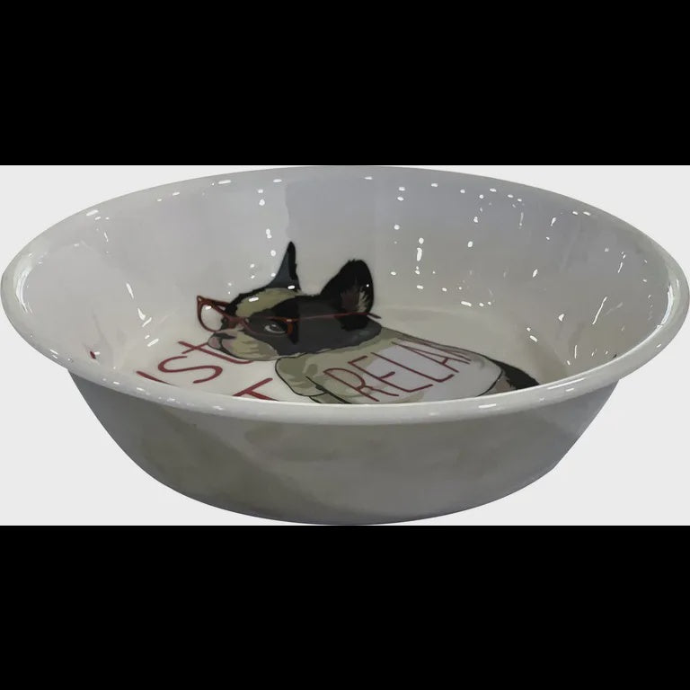 Croci Steel Bowl Bulldog Lovers White - 700ml - وعاء ستيل بولدوج لافرز من كروسي أبيض - 700 مل - اكسسوارات القطط - Zue For Pet Supplies Co.