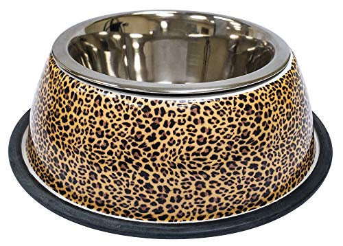 Croci Steel Bowl Animalier Leopard - 370 ml - وعاء ستيل أنيمالير ليوبارد من كروسي - 370 مل - اكسسوارات الكلاب - Zue For Pet Supplies Co.