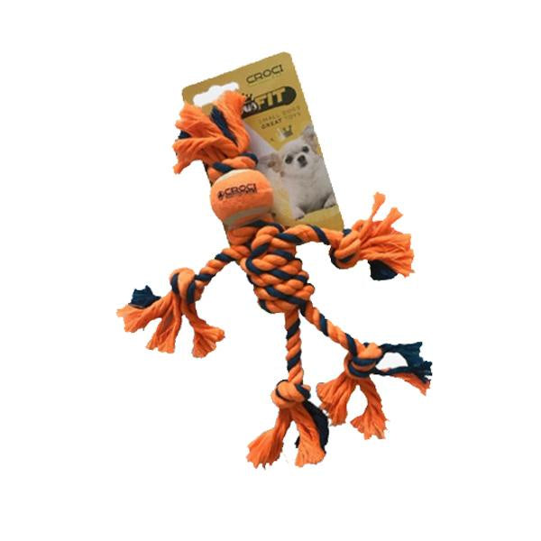 Croci Bone Mini W/Tennisball Orange/Blue - كروسي بون ميني مع كرة التنس برتقالي/أزرق - العاب الكلاب - Zue For Pet Supplies Co.