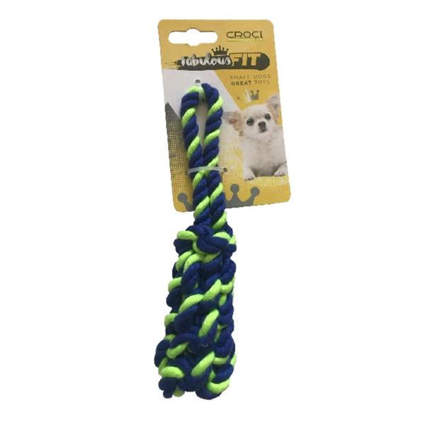 Croci Cotton Bone Braid Mini Green/Blue - جديلة عظمة قطنية صغيرة من كروسي باللون الأخضر/الأزرق - العاب الكلاب - Zue For Pet Supplies Co.