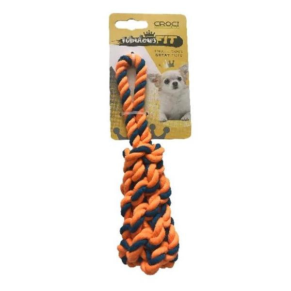 Croci Cotton Bone Braid Mini Orange/Blue - جديلة عظمة قطنية صغيرة من كروسي برتقالي/أزرق - العاب الكلاب - Zue For Pet Supplies Co.