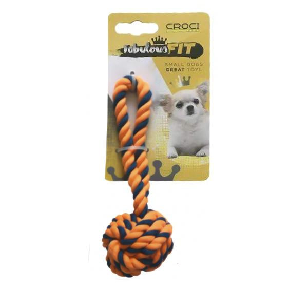 Croci Cotton Bone Mini Ball Orange/Blue - كرة صغيرة من القطن من كروسي برتقالي/أزرق - العاب الكلاب - Zue For Pet Supplies Co.