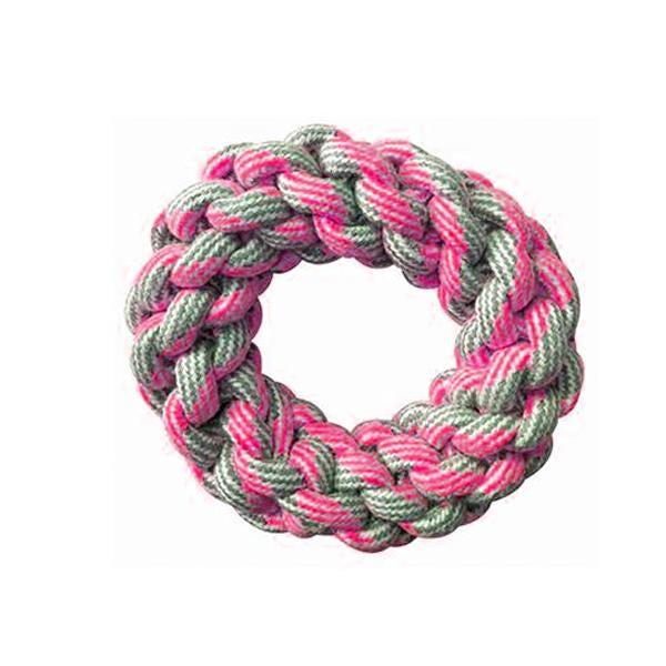 Croci Cotton Bone Ring Pastel Pink - خاتم عظمة قطن من كروسي باللون الوردي الباستيل - العاب الكلاب - Zue For Pet Supplies Co.