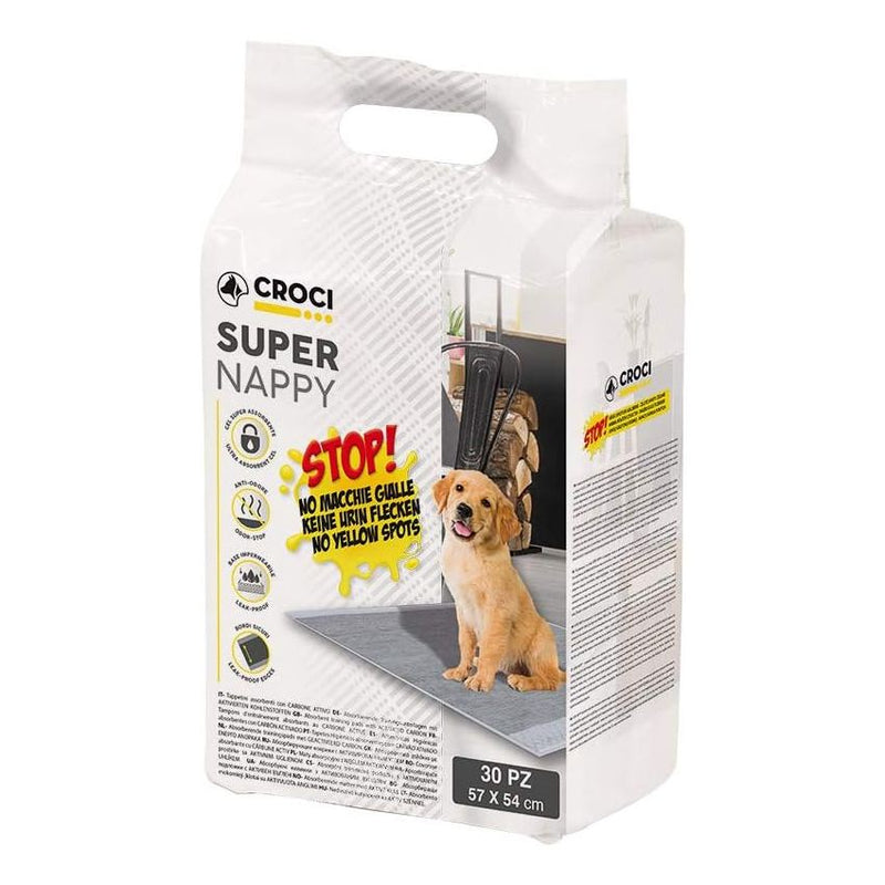 Croci Absor.Super Nappy Act.Carbon Dog - 57x54cm 30pcs. - مستلزمات النظافة والعناية والرعاية - Zue For Pet Supplies Co.