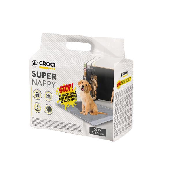 Croci Absor.Super  Nappy  Act.Carbon Dog - 57X54cm 60pcs. - مستلزمات النظافة والعناية والرعاية - Zue For Pet Supplies Co.