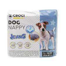 Croci Nappy Diaper Jeans Dog - Large - حفاضات جينز للكلاب من كروسي - مقاس كبير - مستلزمات النظافة والعناية والرعاية - Zue For Pet Supplies Co.