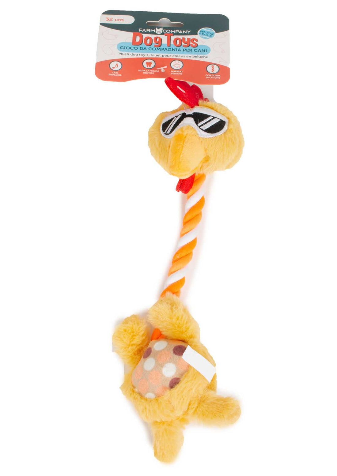 Farm Company Plush & Rope Chicken toy - 32x9 cm - مستلزمات الحيوانات الأليفة - Zue For Pet Supplies Co.