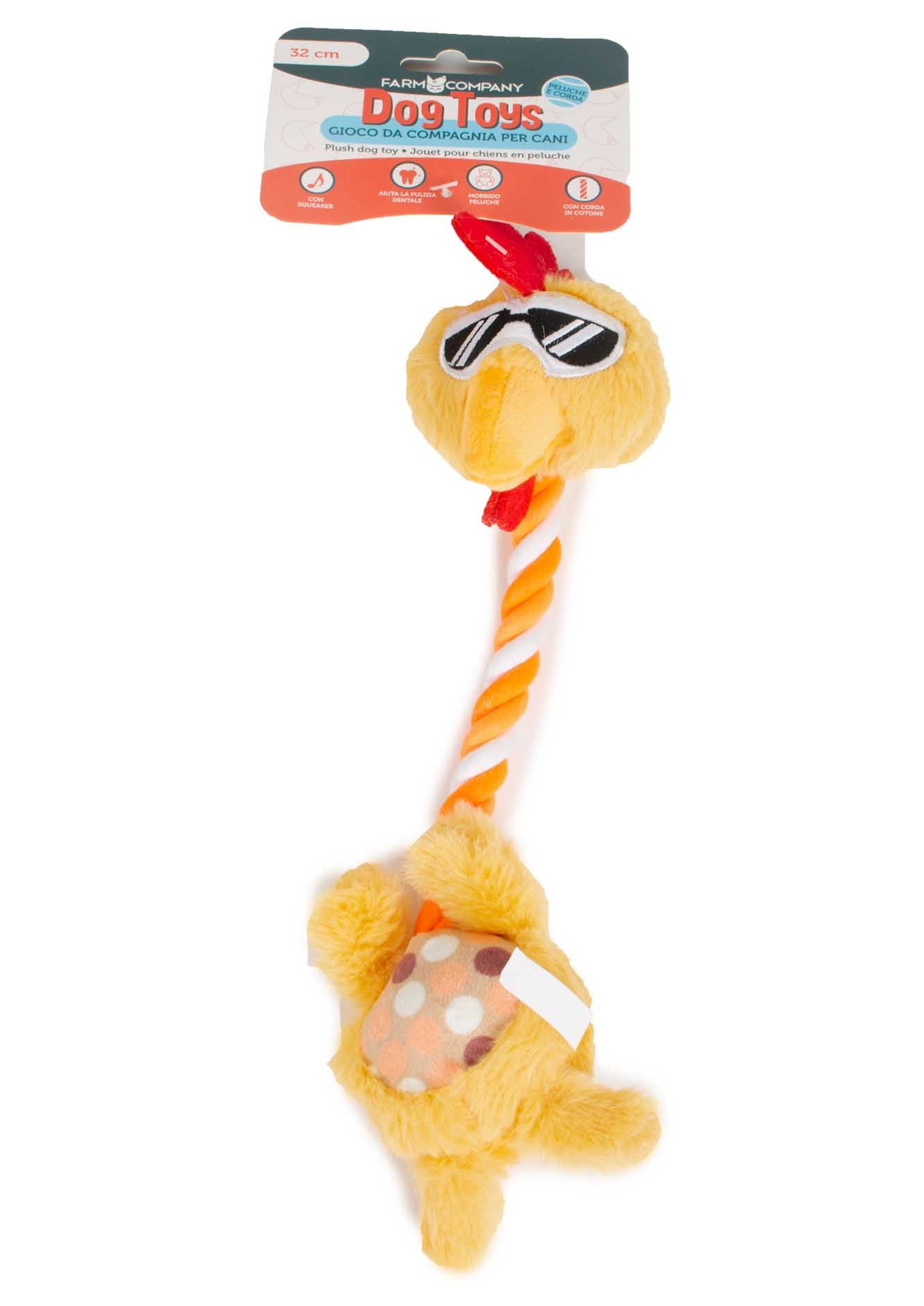 Farm Company Plush & Rope Chicken toy - 32x9 cm - مستلزمات الحيوانات الأليفة - Zue For Pet Supplies Co.