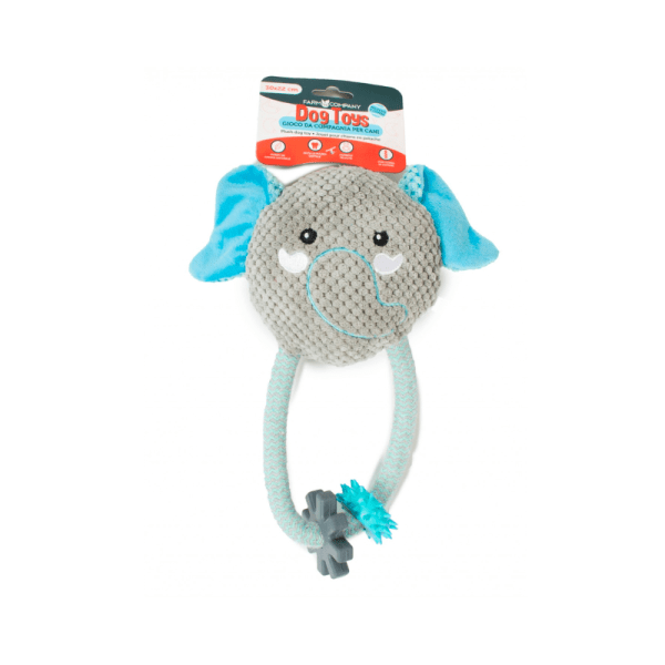 Farm Company Plush & Rope Elephant toy w/rubber inserts - 33x22cm - مستلزمات الحيوانات الأليفة - Zue For Pet Supplies Co.