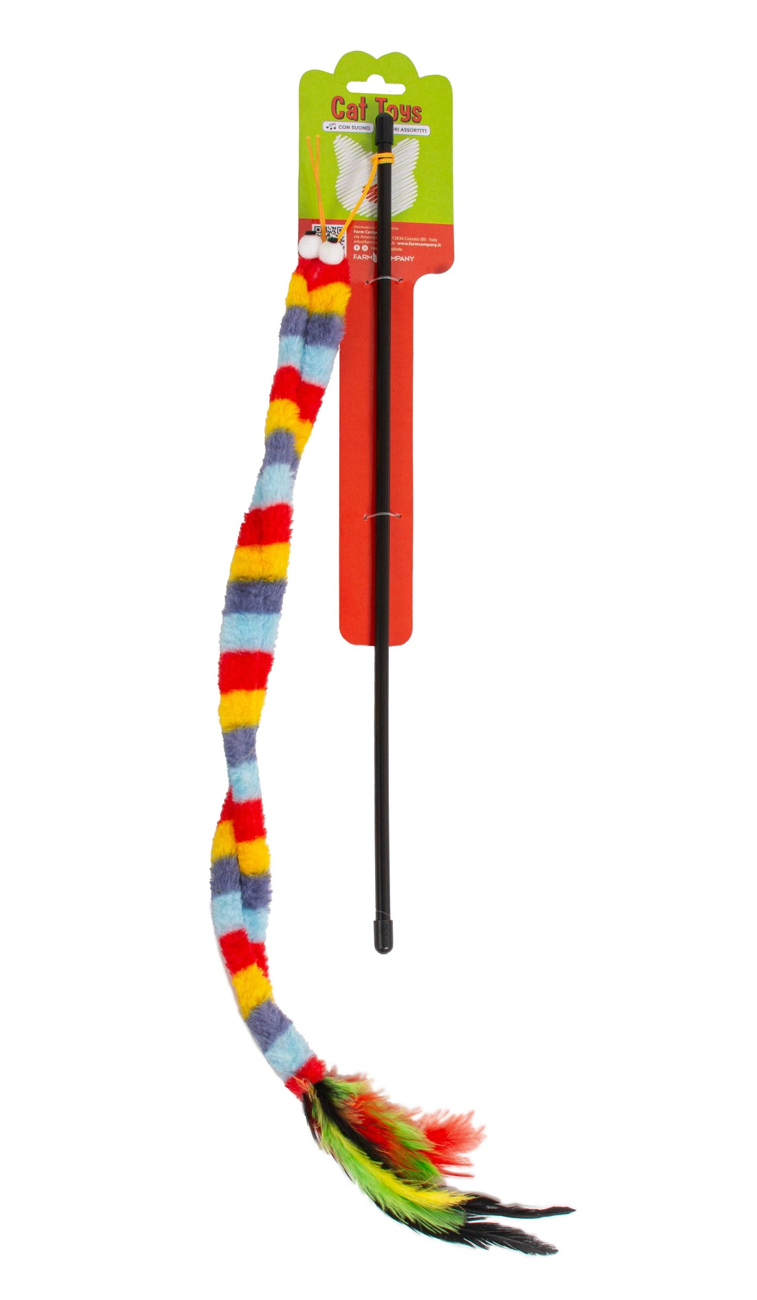 Farm Company Cat fishing pole with caterpillar plush toy and feathers - 46 cm - مستلزمات الحيوانات الأليفة - Zue For Pet Supplies Co.