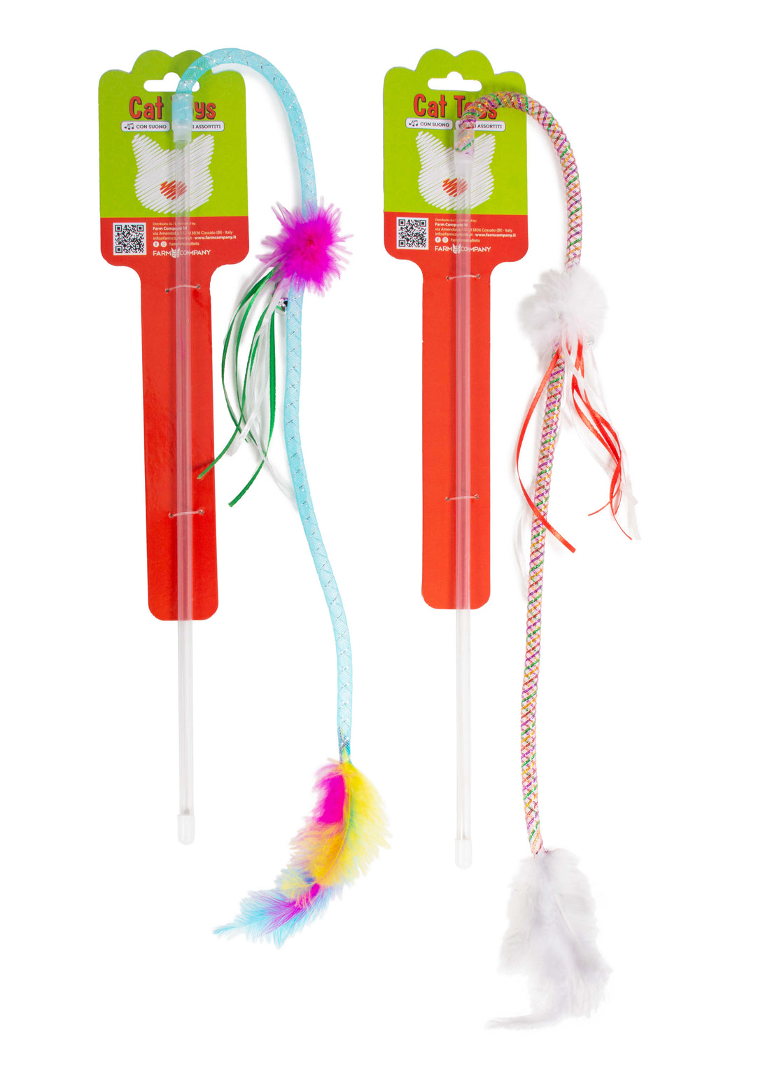 Farm Company Cat stick with colored feathers - 40 cm - مستلزمات الحيوانات الأليفة - Zue For Pet Supplies Co.