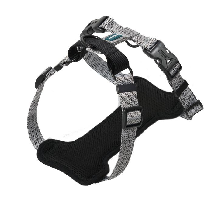 Farm Company Nylon Deluxe Harness Silver - XL 25mmx68 91cm - مجموعة رباط تحكم وصدرية للكلاب - Zue For Pet Supplies Co.