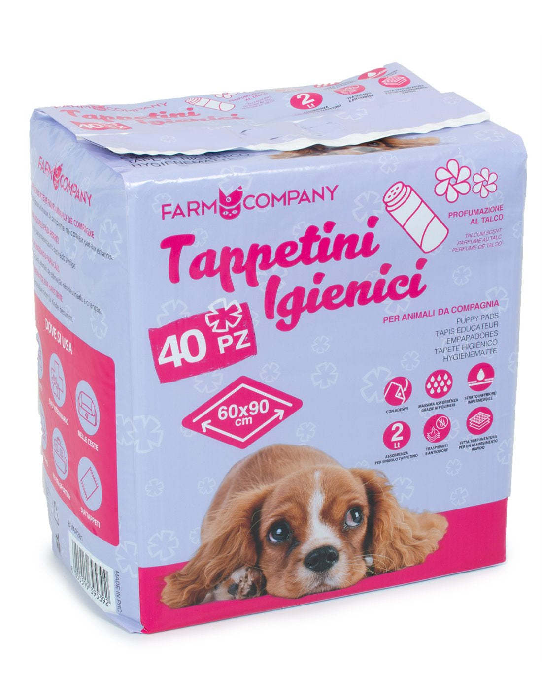 Farm Company Hygienic Carpets Talc Scent - 60x90cm 40pcs. - مستلزمات النظافة والعناية والرعاية - Zue For Pet Supplies Co.
