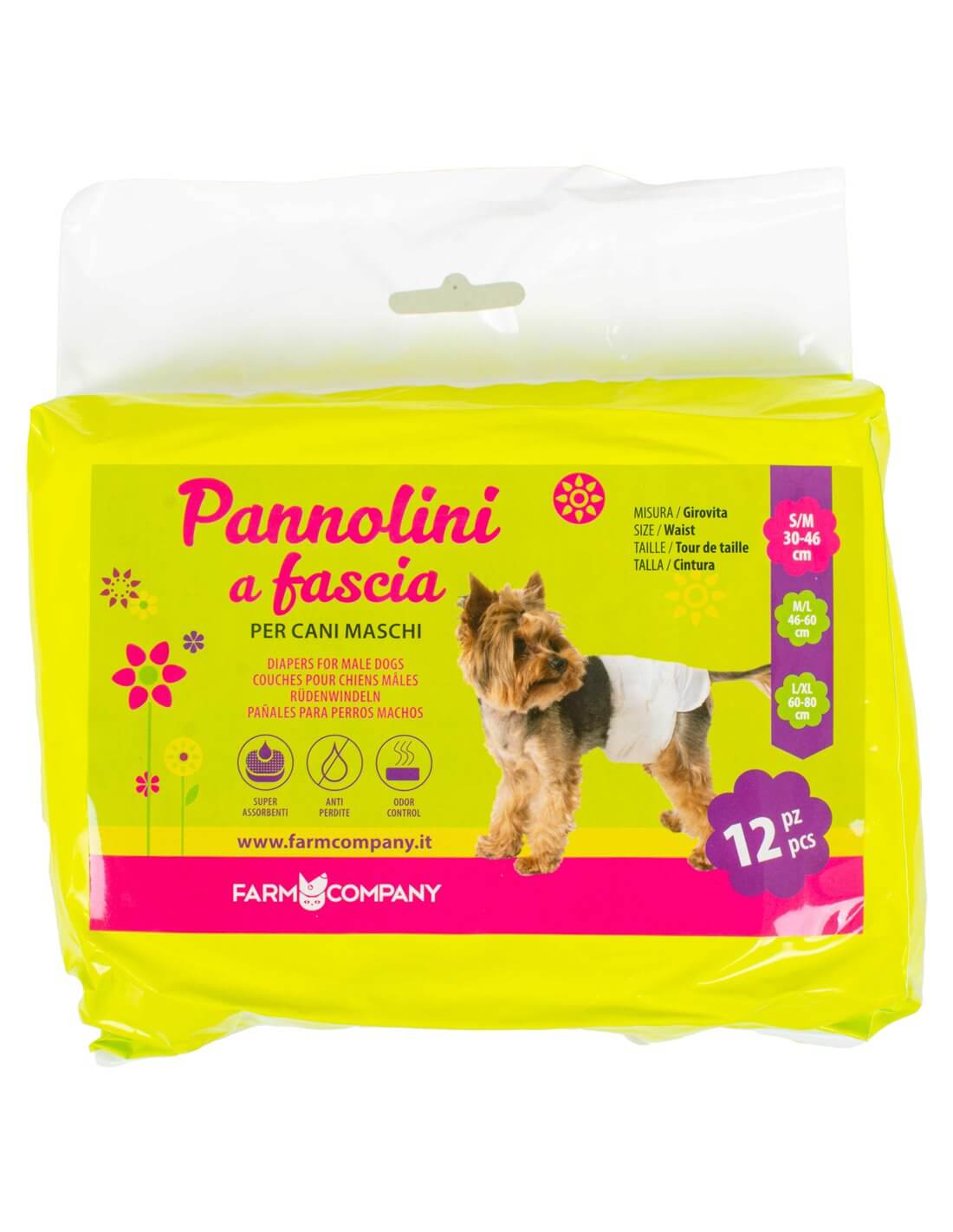 Farm Company Male Disposable Diapers - S/M 30 to 46cm 12pcs/bag - مستلزمات النظافة والعناية والرعاية - Zue For Pet Supplies Co.