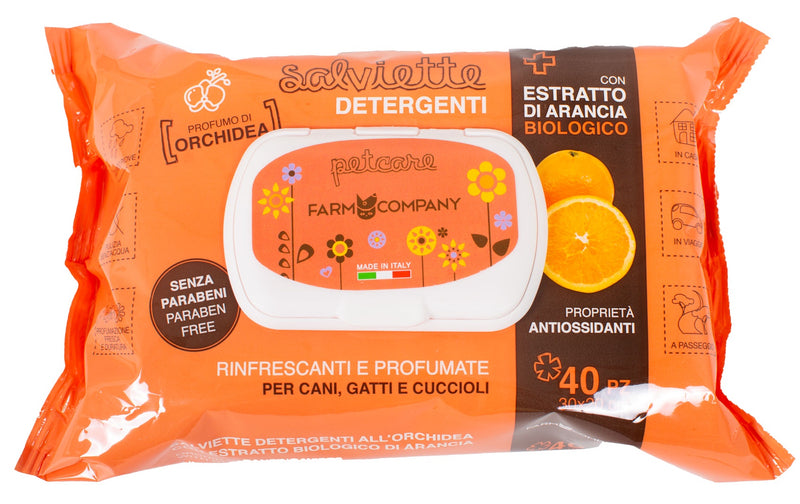 Farm Company Pet cleansing wipes Orange Organic Extract & Orchid - 40 pcs - مستلزمات الحيوانات الأليفة - Zue For Pet Supplies Co.