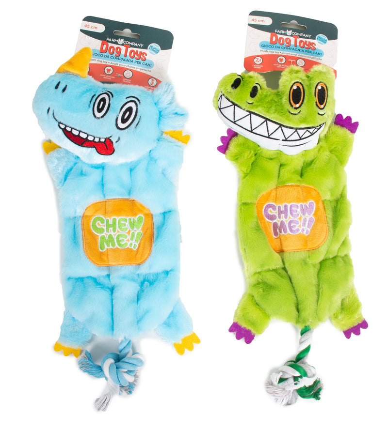 Farm Company Plush&Rope Croc&Rhino Toy 7 squeakers - 45x16cm - مستلزمات الحيوانات الأليفة - Zue For Pet Supplies Co.