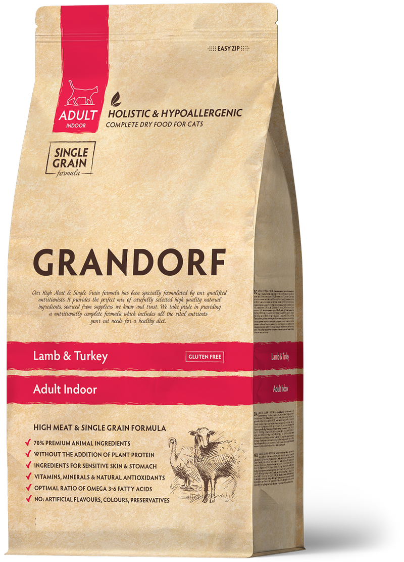 Grandorf Lamb & Turkey - Adult Indoor Cat 8kg - طعام جاف للحيوانات الأليفة - Zue For Pet Supplies Co.