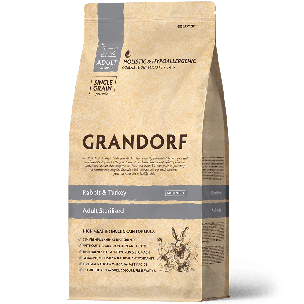 Grandorf Rabbit & Turkey - Adult Sterilized Cat 2kg - طعام جاف للحيوانات الأليفة - Zue For Pet Supplies Co.