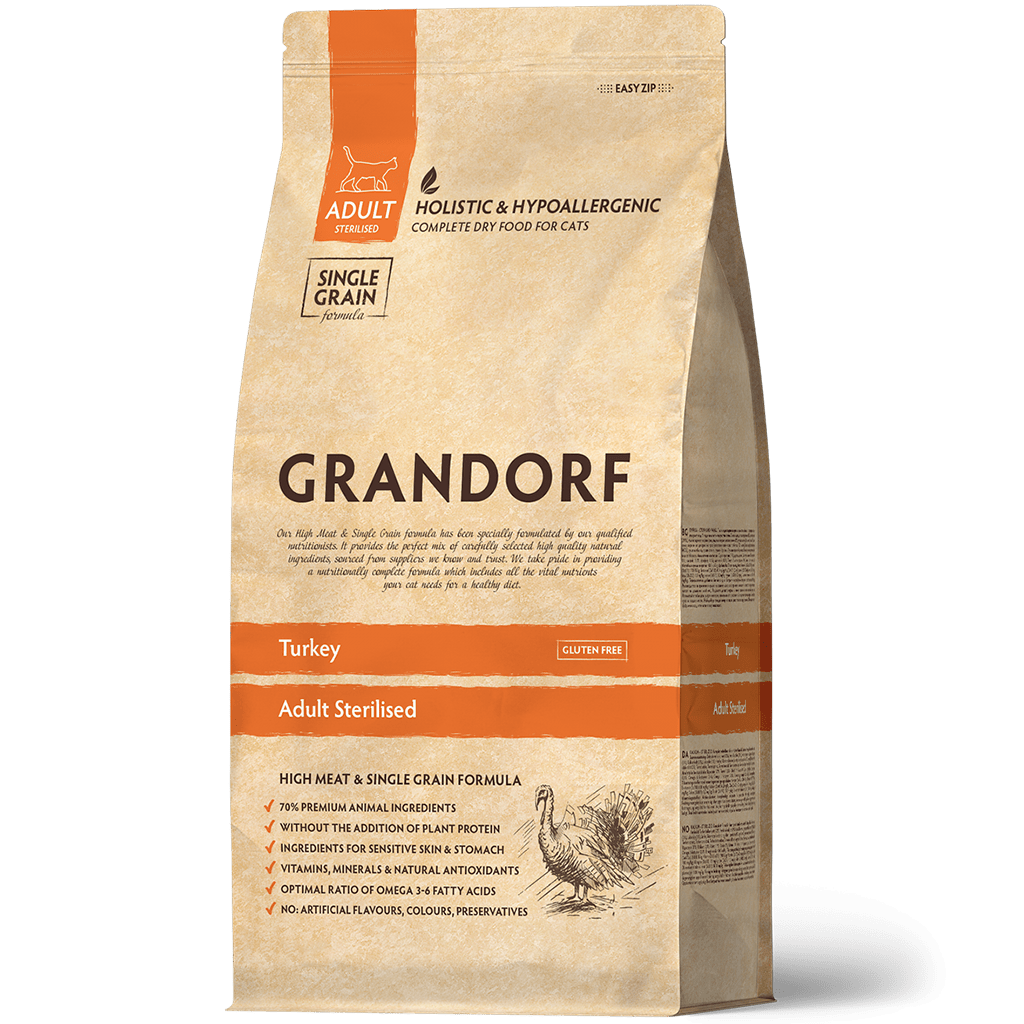 Grandorf Turkey - Adult Sterilized Cat 2kg - طعام جاف للحيوانات الأليفة - Zue For Pet Supplies Co.