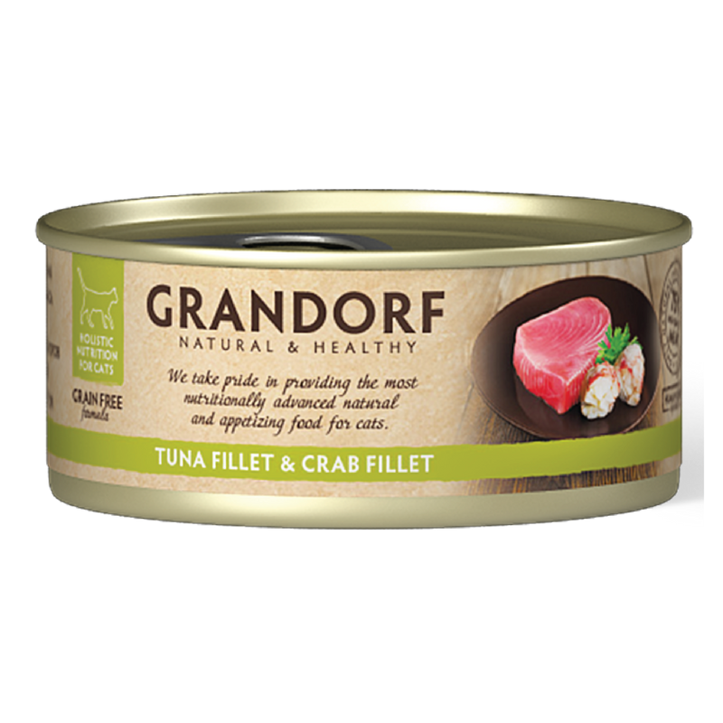Grandorf Tuna Fillet & Crab Fillet - 70g Pack of 6 - طعام معلب للقطط - Zue For Pet Supplies Co.