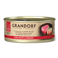Grandorf Tuna Fillet & Shrimps - 70g Pack of 6 - طعام معلب للقطط - Zue For Pet Supplies Co.